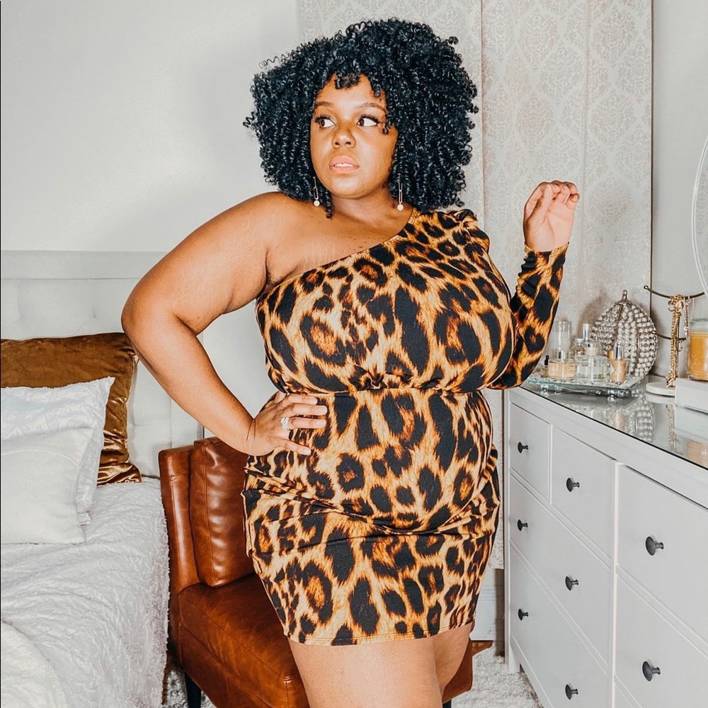 Leopard Print One Shoulder Dress